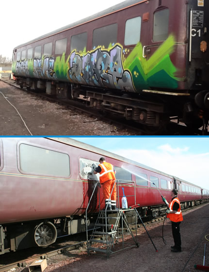 Graffiti removal from buildings, walls and even trains in Glasgow, Edinburgh and Lanarkshire